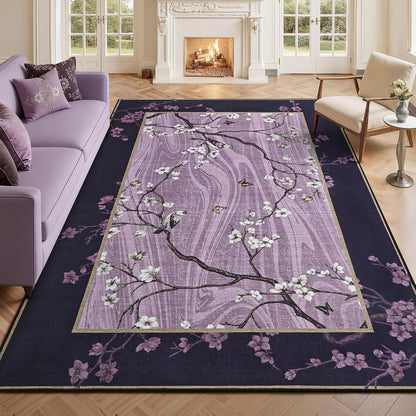 Foxmas 4x6 Purple Floral Area Rug