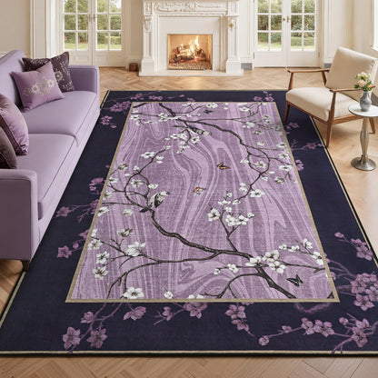 Foxmas 4x6 Purple Floral Area Rug