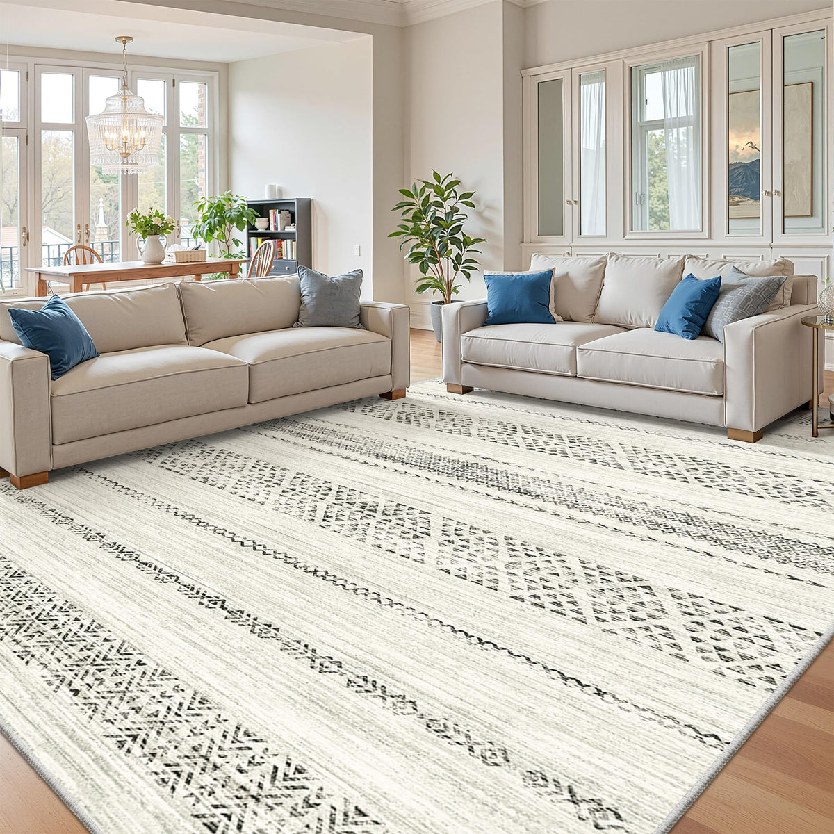 Miukiki 8x10 Area Rug for Living Room, Washable Soft Non Slip Rug Grey