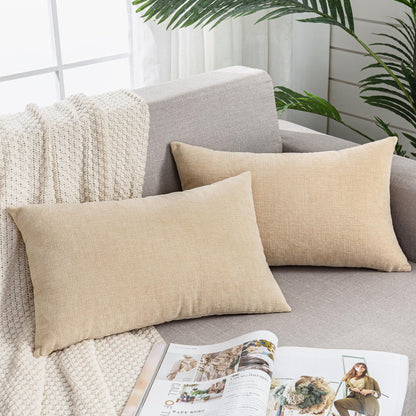 GAWAMAY Decorative Square Throw Pillow Covers 18"x18" Inch Set of 2, Super Soft Chenille Pillows Farmhouse Fall Pillowcase for Living Room Bedroom Sofa Couch Cushion Cover Burnt Orange 45x45cm