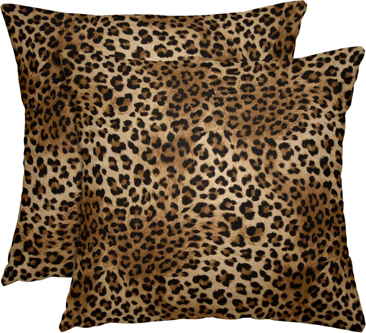 Leopard Print Throw Pillow Covers 18x18 Inches Deep Brown Cheeth Decorative Pillow Case Set of 2 Soft Velvet Pillows Cushion Cover for Couch Bed Sofa Living Room (Deep Brown, 18" L x 18" W)
