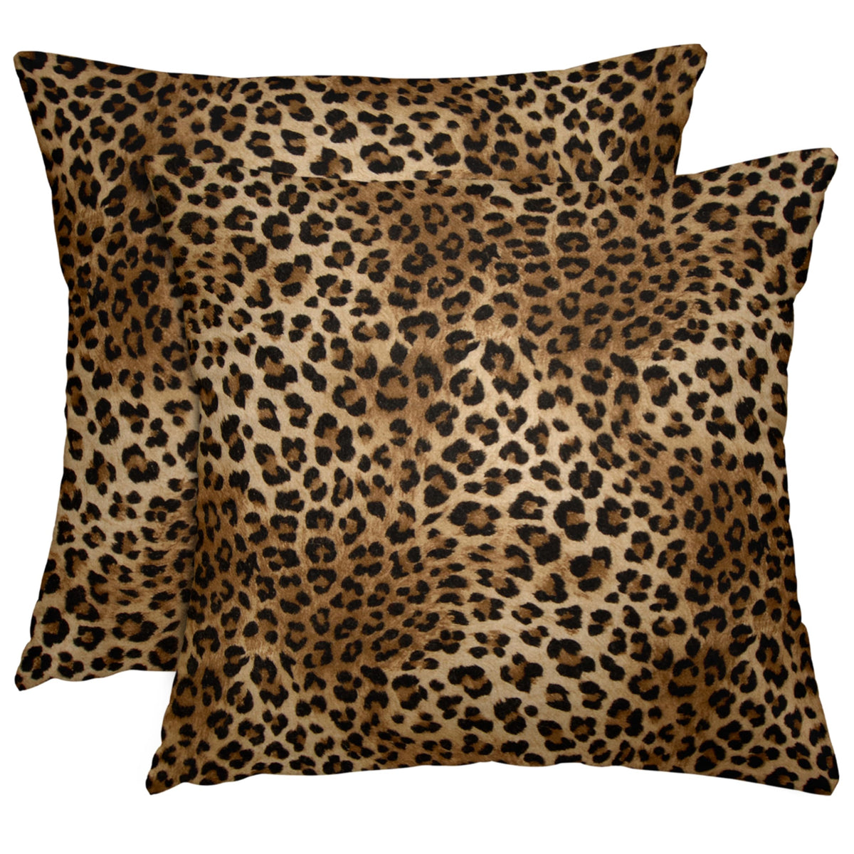 Leopard Print Throw Pillow Covers 18x18 Inches Deep Brown Cheeth Decorative Pillow Case Set of 2 Soft Velvet Pillows Cushion Cover for Couch Bed Sofa Living Room (Deep Brown, 18" L x 18" W)