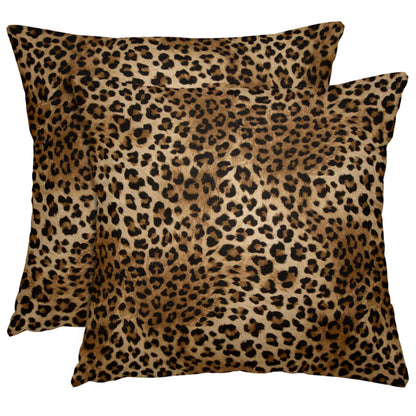 Leopard Print Throw Pillow Covers 18x18 Inches Deep Brown Cheeth Decorative Pillow Case Set of 2 Soft Velvet Pillows Cushion Cover for Couch Bed Sofa Living Room (Deep Brown, 18" L x 18" W)