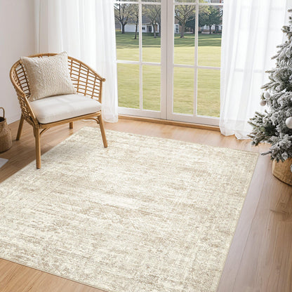UERMEI 8x10 Area Rug Living Room Rugs - Washable Neutral Modern Abstract Soft Thin Large Rug Indoor Floor No Slip Rug Carpet for Bedroom Under Dining Table Home Office Decor - Brown Grey