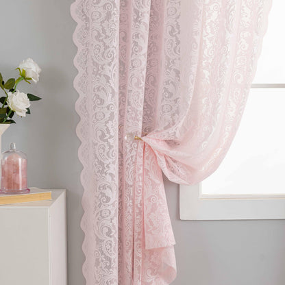 ALIGOGO Black Lace Curtains for Living Room, Gothic Decor, 52W x 84L Inch