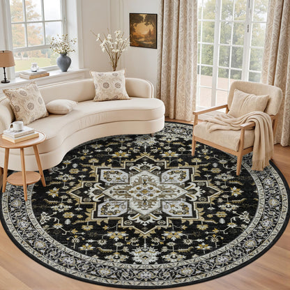 5x7 Area Rugs Living Room: Washable Vintage Rug for Bedroom Beige