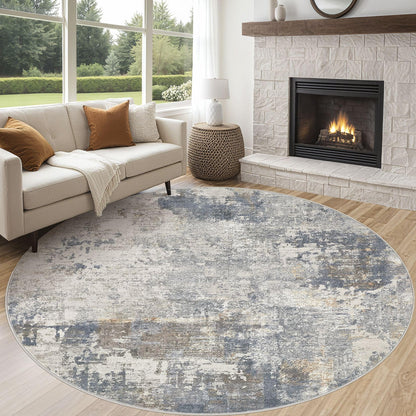 UERMEI 8x10 Area Rug Living Room Rugs - Washable Neutral Modern Abstract Soft Thin Large Rug Indoor Floor No Slip Rug Carpet for Bedroom Under Dining Table Home Office Decor - Brown Grey