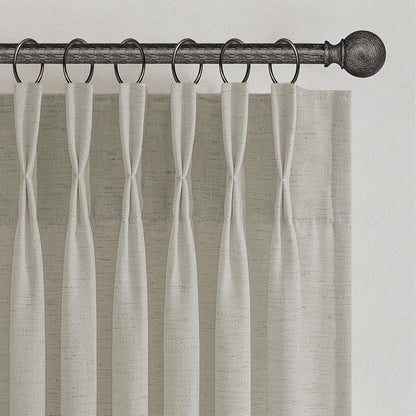 Topfinel Oatmeal Beige Pinch Pleated Curtains 84 Inches Long for Living Room 2 Panels Sets,Stone Washed Linen Earth Tone Decor Back Tab Boho Neutral Greige Earthy Sheer Curtain for Bedroom