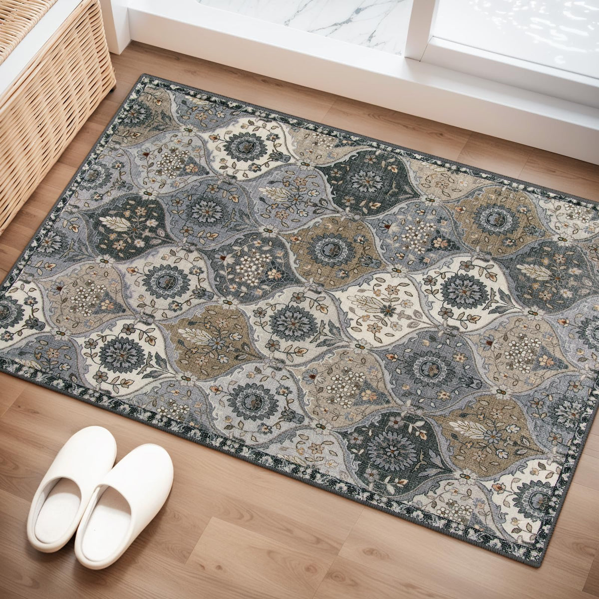 Lahome Moroccan Kitchen Rugs Non Slip Washable, 2x4 Rugs for Entryway