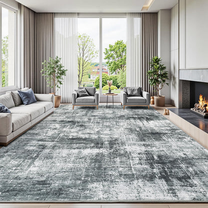 8x10 Area Rug for Living Room, Abstract Washable Non-Slip Large Rugs, Gold