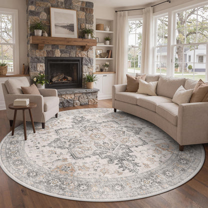 GENIMO 8x10 Washable Area Rugs for Living Room, Non Slip, Taupe Brown