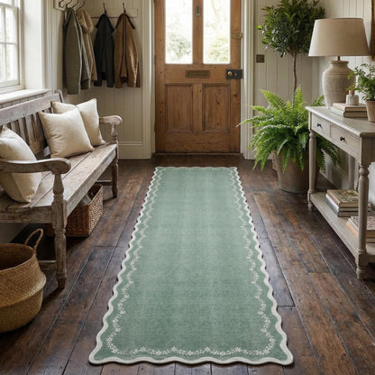 GarveeHome 5x7 Scalloped Area Rug Jute Washable Bedroom Living Room Rug
