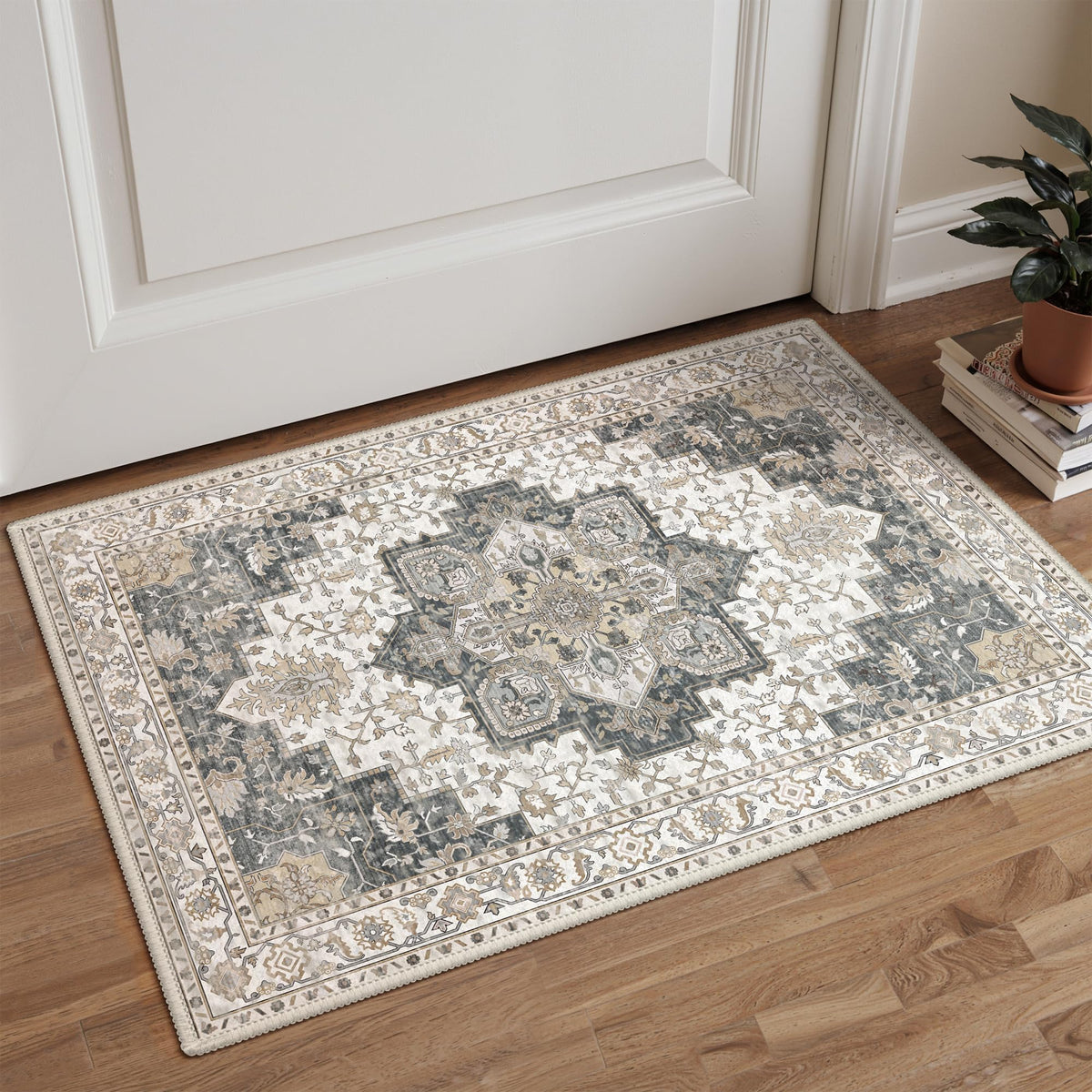 GENIMO 8x10 Washable Area Rugs for Living Room, Non Slip, Taupe Brown