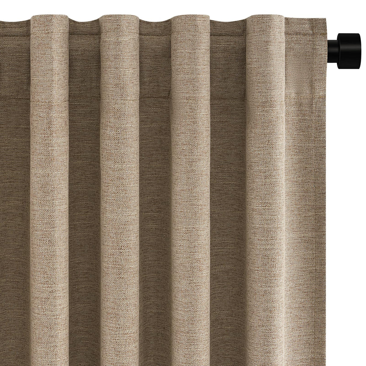 Topfinel Cream Ivory Blackout Curtains & Drapes 84 Inch Length, Beige Pinch Pleat Full Blackout Flax Linen Tab Top Soundproof Curtains with Hooks Rings for Bedroom Living Room Track 2 Panels Set