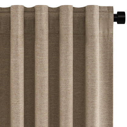Topfinel Cream Ivory Blackout Curtains & Drapes 84 Inch Length, Beige Pinch Pleat Full Blackout Flax Linen Tab Top Soundproof Curtains with Hooks Rings for Bedroom Living Room Track 2 Panels Set
