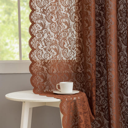 ALIGOGO Black Lace Curtains for Living Room, Gothic Decor, 52W x 84L Inch