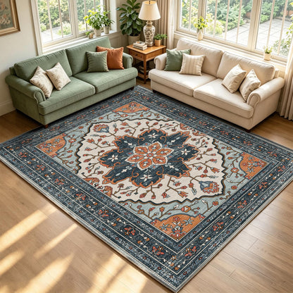 YARNSCAPE 5' x 7' Machine Washable Area Rug, Non-Slip Low-Pile Carpet
