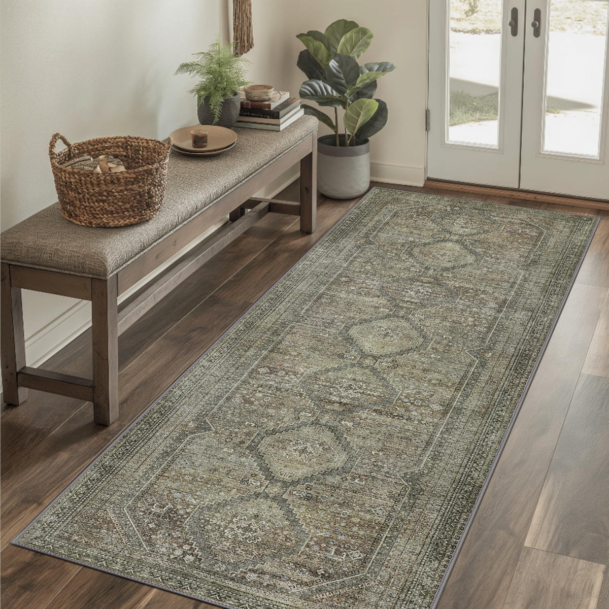 GENIMO 8x10 Washable Area Rugs for Living Room, Non Slip, Taupe Brown