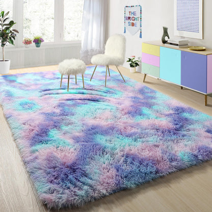 Fluffy Grey Rug for Bedroom 4x6, Modern Area Rugs for Kids Room Living Room