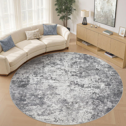 UERMEI 8x10 Area Rug Living Room Rugs - Washable Neutral Modern Abstract Soft Thin Large Rug Indoor Floor No Slip Rug Carpet for Bedroom Under Dining Table Home Office Decor - Brown Grey