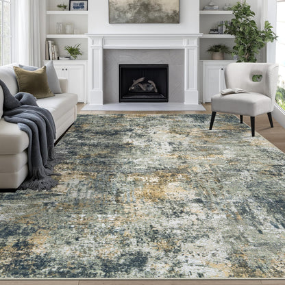 8x10 Area Rugs for Living Room Washable Bedroom Dining Room Blue Grey