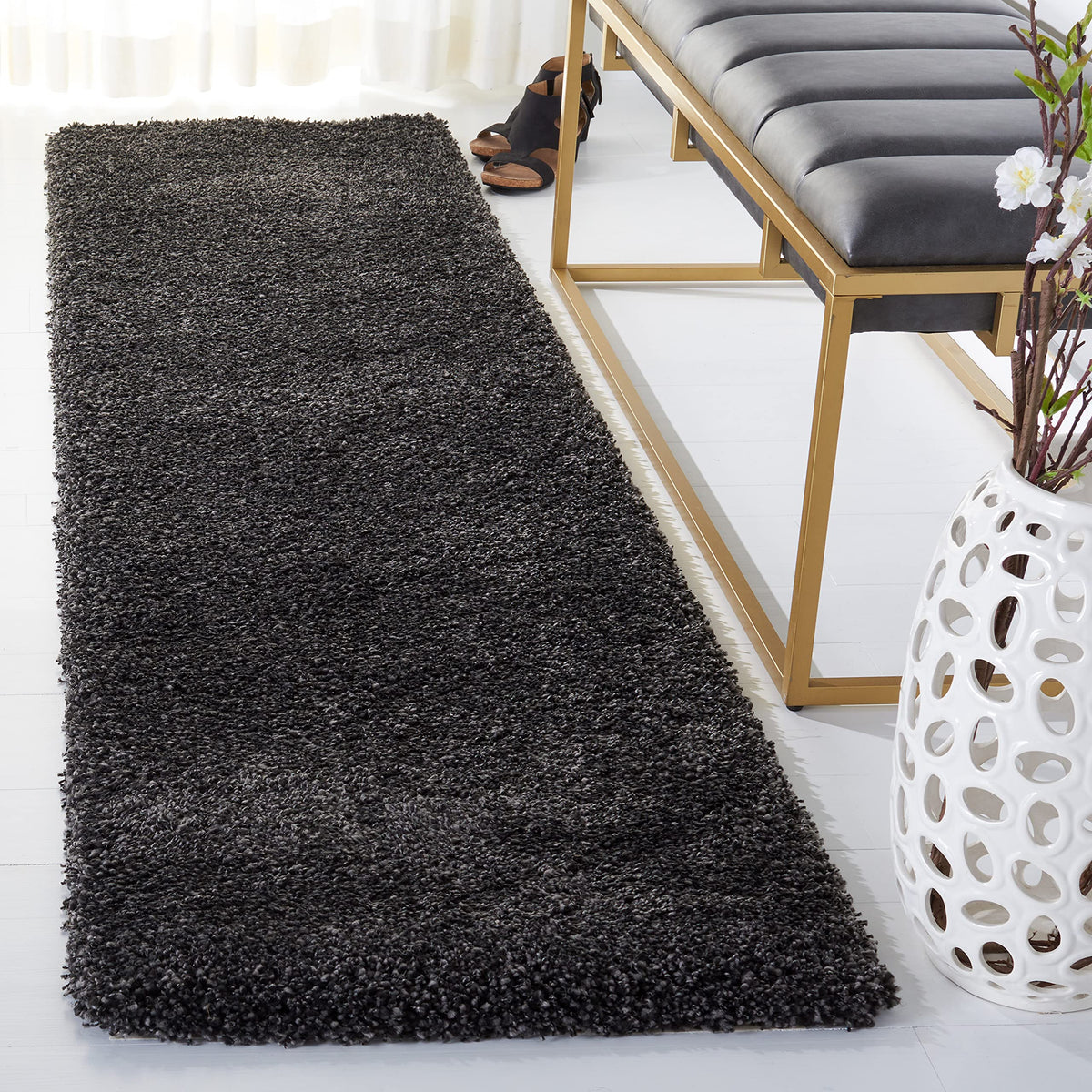 SAFAVIEH Milan Shag Collection 8'6" x 12' Ivory SG180 Solid Non-Shedding Living Room Bedroom Dining Room Entryway Plush 2-inch Thick Area Rug