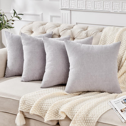 GAWAMAY Lumbar Support Pillow Decorative Rectangle Throw Pillow Covers 12"x20" Inch Set of 2, Soft Chenille Fall Pillowcase for Living Room Bedroom Sofa Couch Cushion Cover Grey 30x50cm (No Insert)