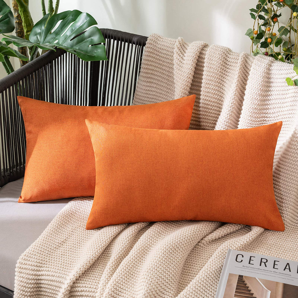 MIULEE Decorative Outdoor Pillow Covers Euro Waterproof 24x24 Beige