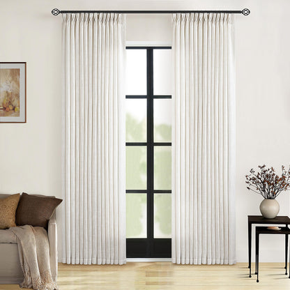 TWODRAPES Natural Pinch Pleated Linen Semi Sheer 84 Inch Curtains 2 Panels