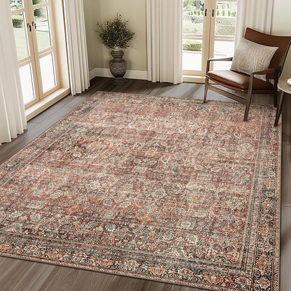 GENIMO 8x10 Washable Area Rugs for Living Room, Non Slip, Taupe Brown
