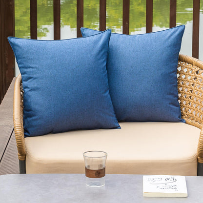 NiNi ALL Waterproof Outdoor Pillow Covers 18x18 Set of 2 Patio Black