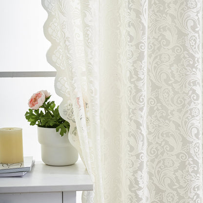 ALIGOGO Black Lace Curtains for Living Room, Gothic Decor, 52W x 84L Inch