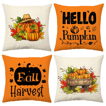 Halloween Decor Gifts Throw Pillow Covers 18x18 Set of 4 Boo Cat Ghost Pumpkin Decorative Pillow Covers Spooky Cushion Case Decoration for Famly Farmhouse Sofa Couch (Halloween)