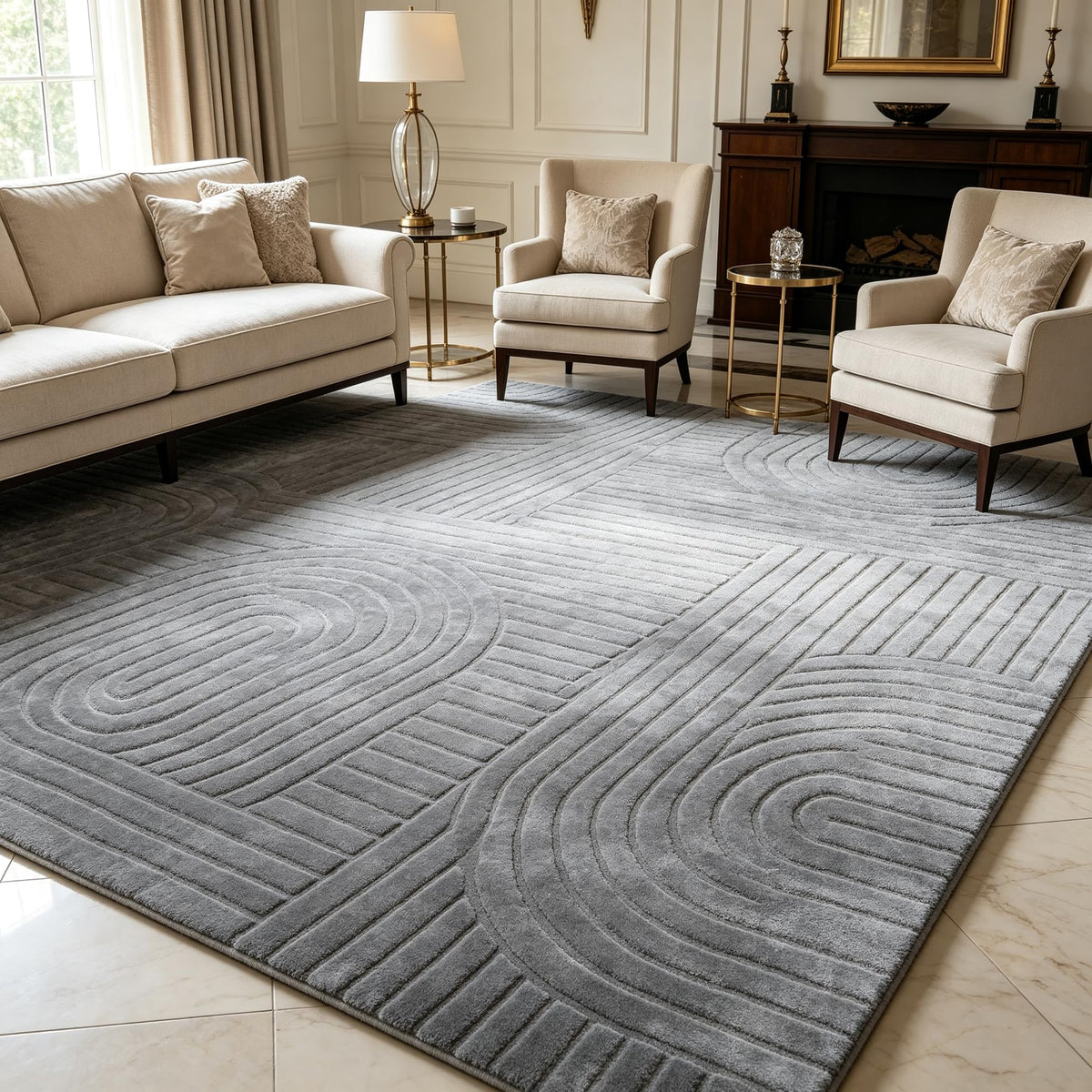 Beige Solid Area Rug 8x10, Washable Rugs for Living Room Bedroom