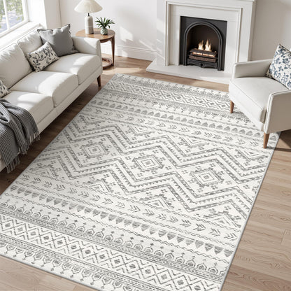 Miukiki 8x10 Area Rug for Living Room, Washable Soft Non Slip Rug Grey