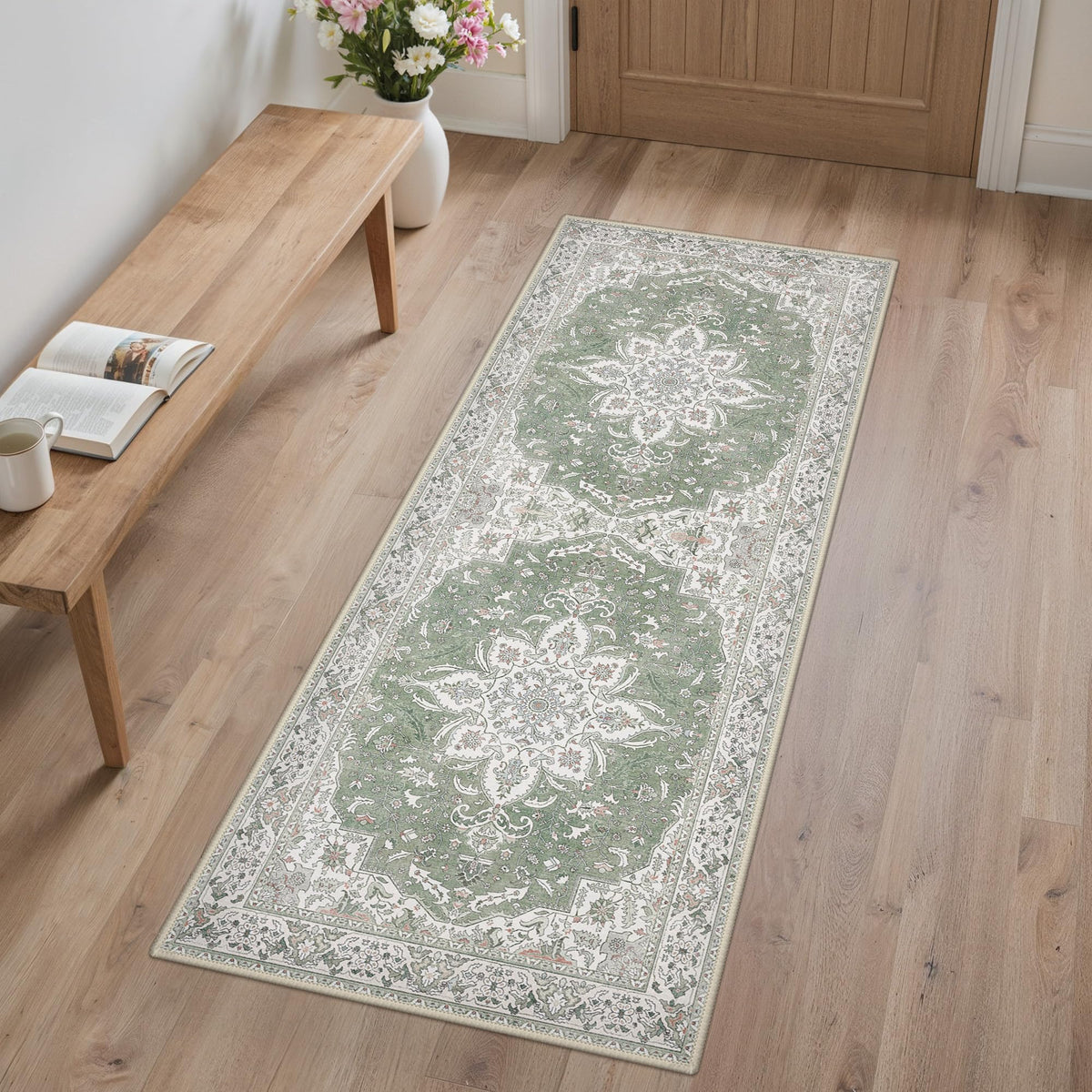 GENIMO 8x10 Washable Area Rugs for Living Room, Non Slip, Taupe Brown