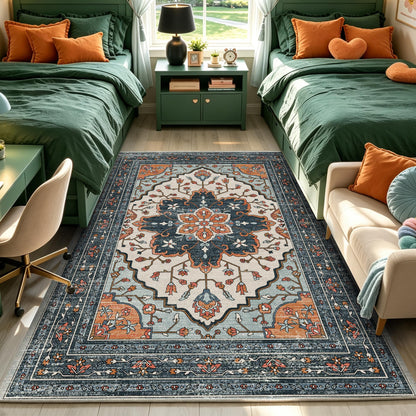 YARNSCAPE 5' x 7' Machine Washable Area Rug, Non-Slip Low-Pile Carpet