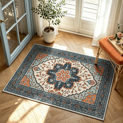 YARNSCAPE 5' x 7' Machine Washable Area Rug, Non-Slip Low-Pile Carpet