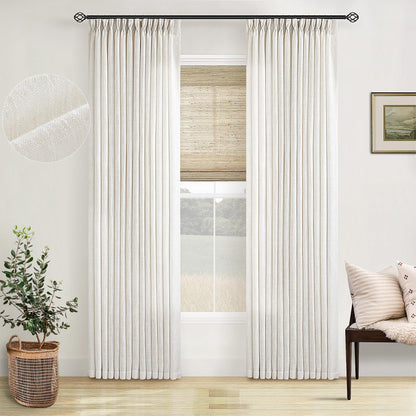 TWODRAPES Natural Pinch Pleated Linen Semi Sheer 84 Inch Curtains 2 Panels