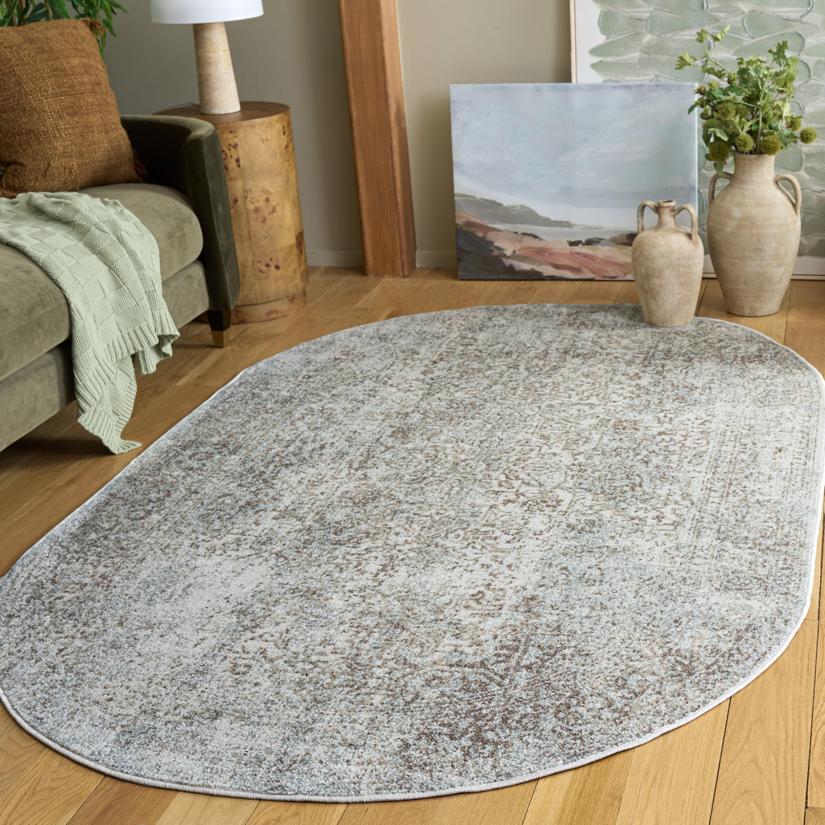 SAFAVIEH Evoke Area Rug 9x12, Large Ivory & Taupe EVK256E