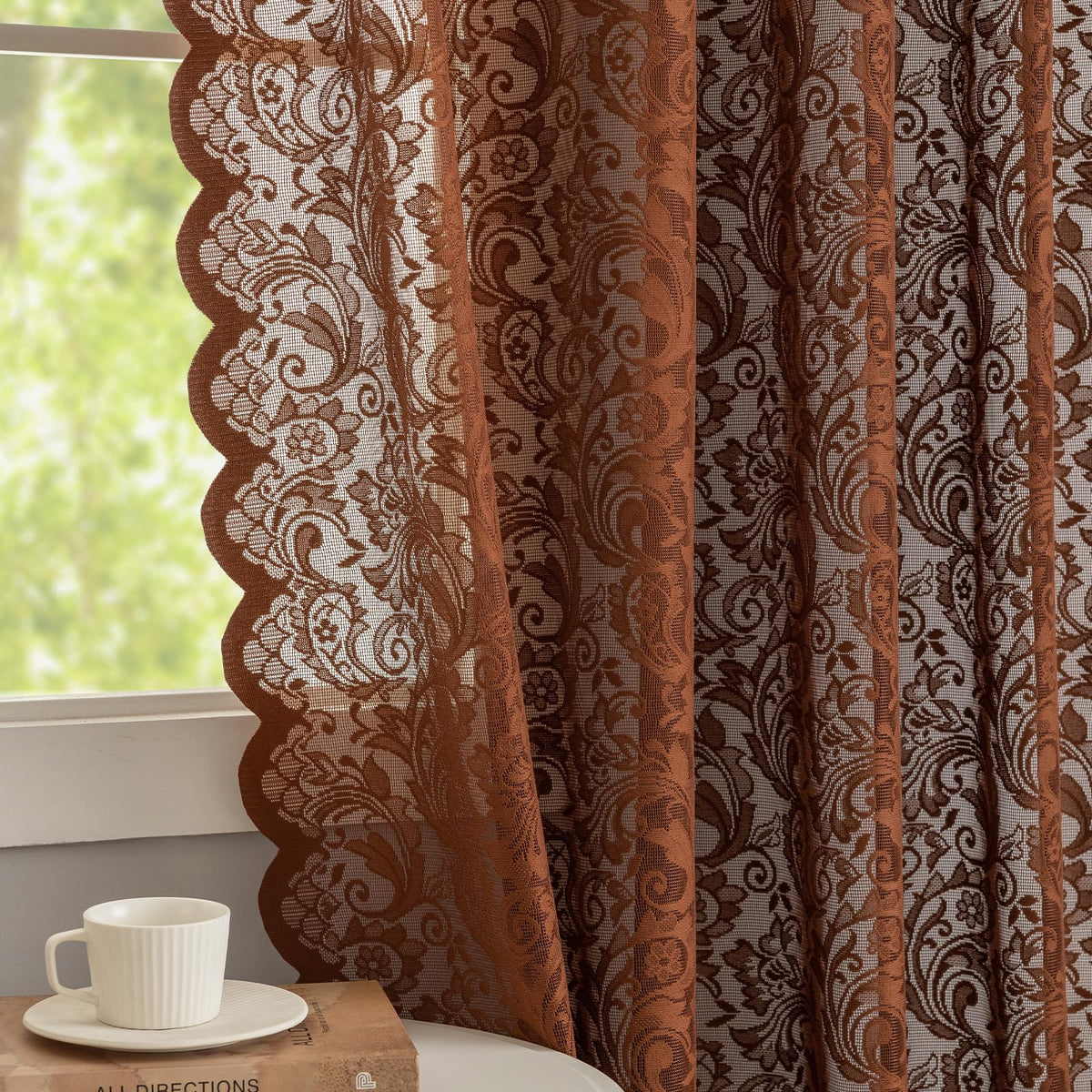 ALIGOGO Black Lace Curtains for Living Room, Gothic Decor, 52W x 84L Inch