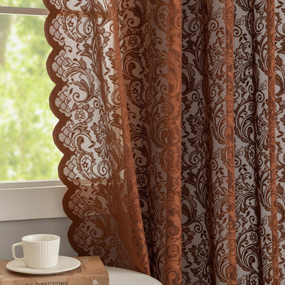 ALIGOGO Black Lace Curtains for Living Room, Gothic Decor, 52W x 84L Inch