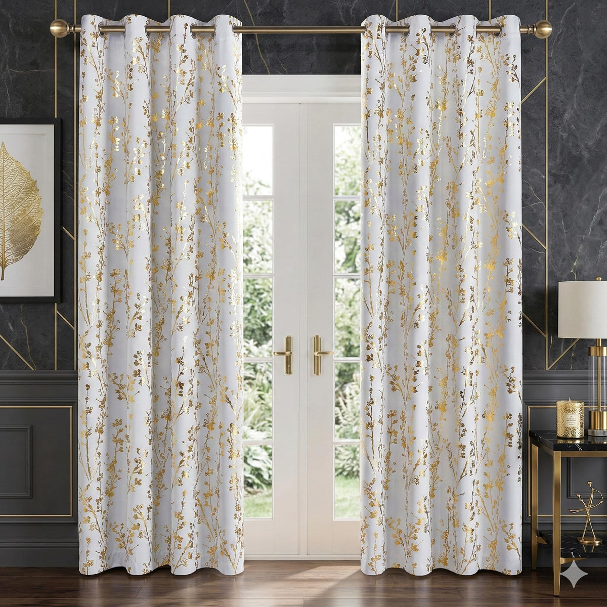NICETOWN Grey Blackout Striped Pattern Curtains for Living Room, 52 x 84