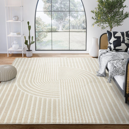 Abani Nuevo Collection Area Rug - Mid-Century Black and White Arch Knot Design - 4' x 6' - for Living Room, Bedroom & Office