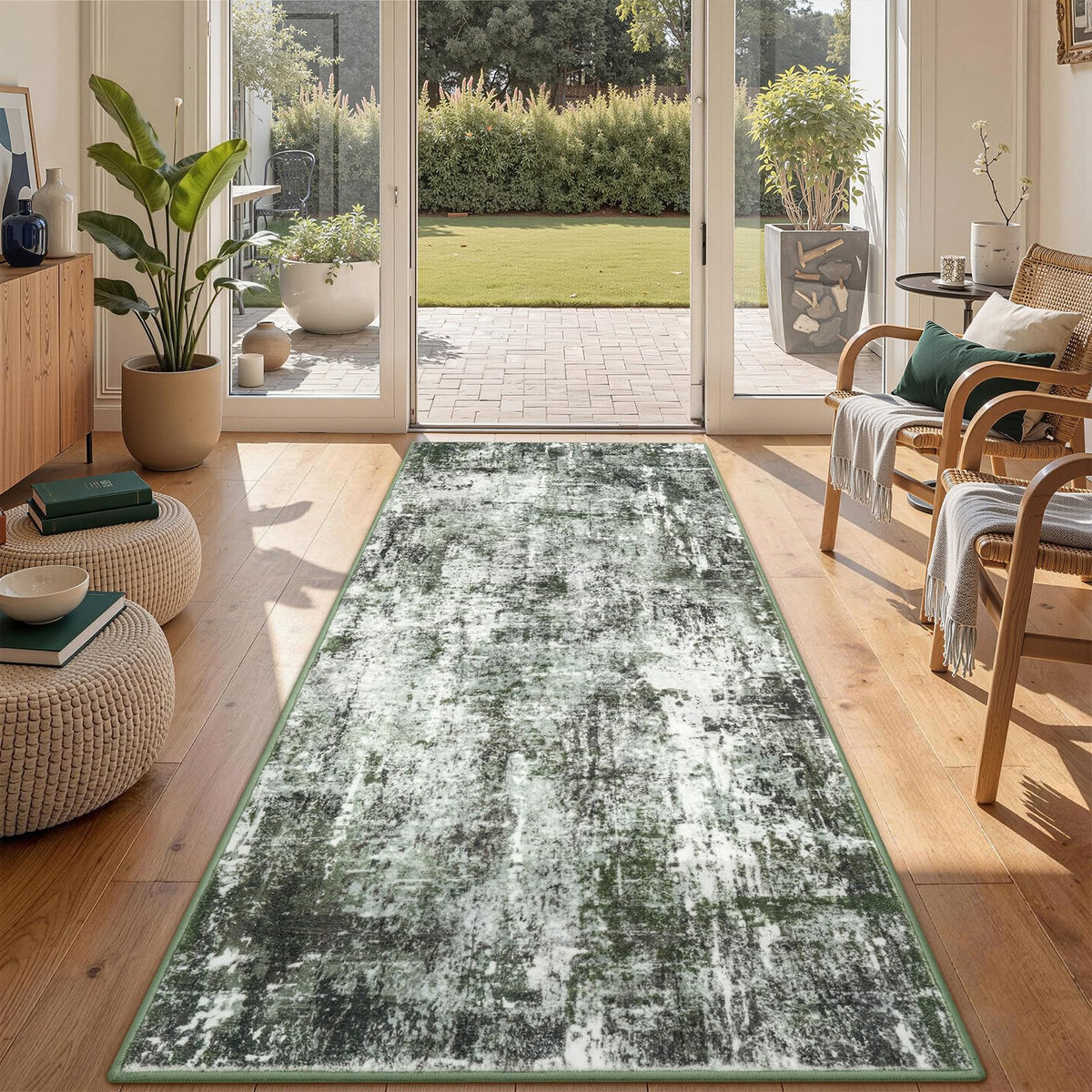 Rugflix 8x10 Area Rug for Living Room, Washable Navy Blue Dark Black Carpet