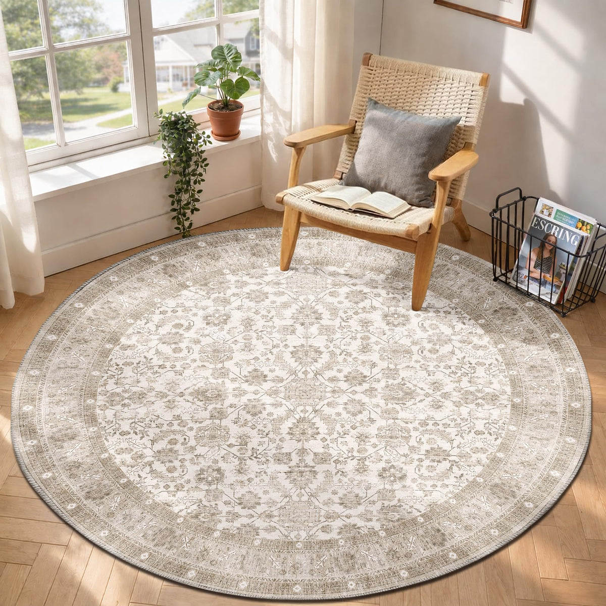 OPPODREAM Vintage Blue Area Rugs 5x7, Washable Rug for Living Room