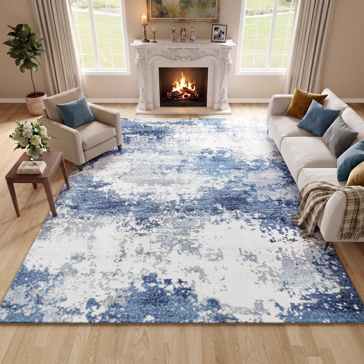 Black Washable Rug 5x7 Area Rugs for Living Room Bedroom Carpet