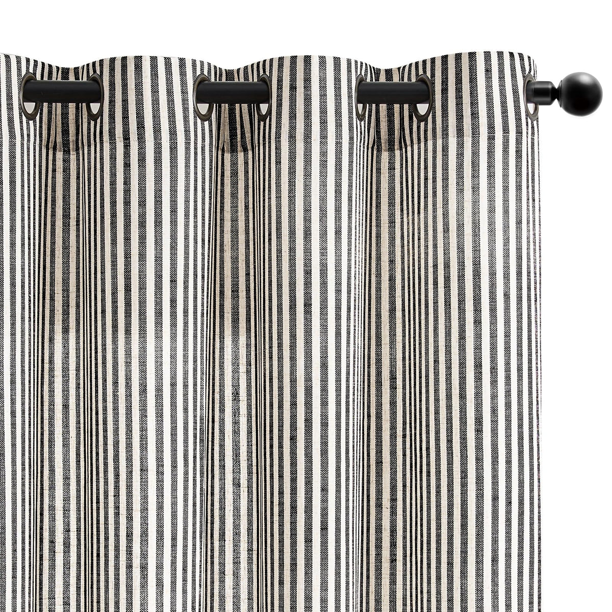 Vangao Linen Curtains for Living Room, Striped Blue Curtains 84L, 2 Panels