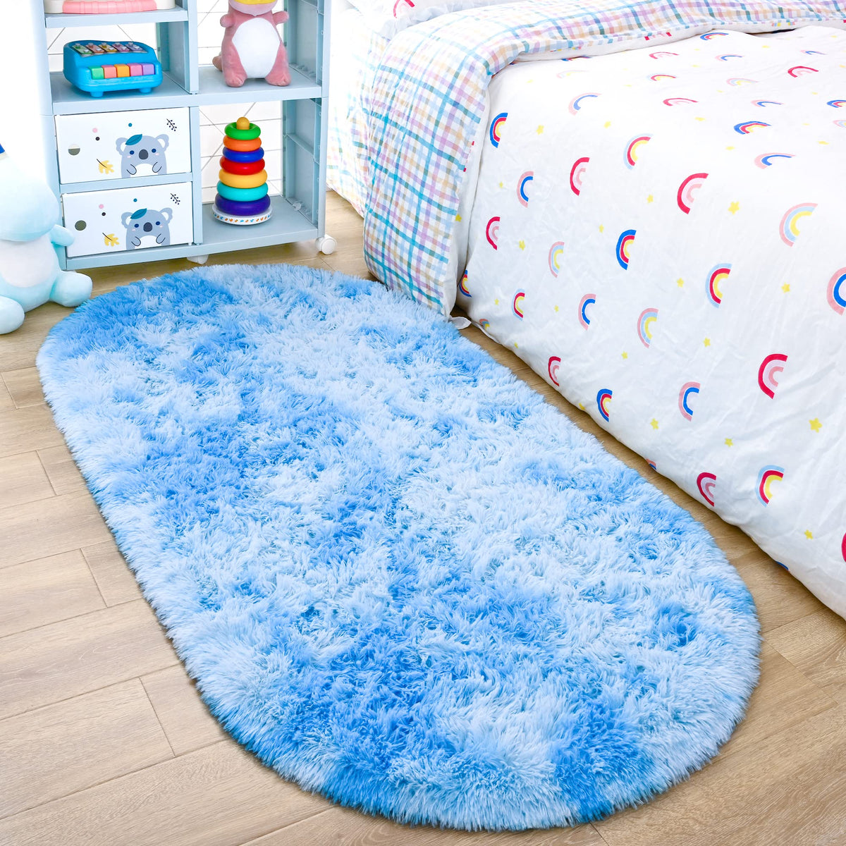Noahas 2x6 Black Fluffy Soft Runner Rug Non-Slip for Bedroom Dorm Hallway