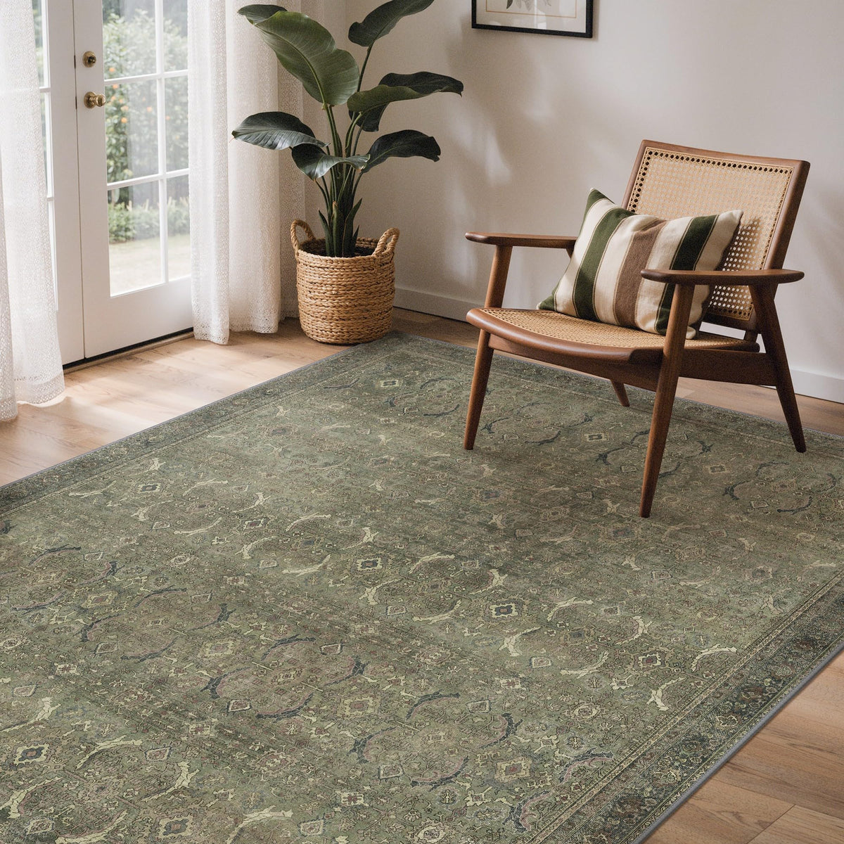 GENIMO 8x10 Washable Area Rugs for Living Room, Non Slip, Taupe Brown